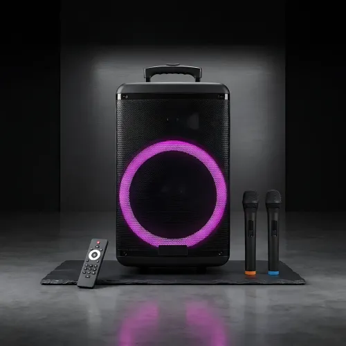 Портативная акустическая колонка ZXX-7878 90Вт, 15, Bluetooth, TWS, Караоке, 2 радиомикрофона, FM, RGB-подсветка, 5000mAh
