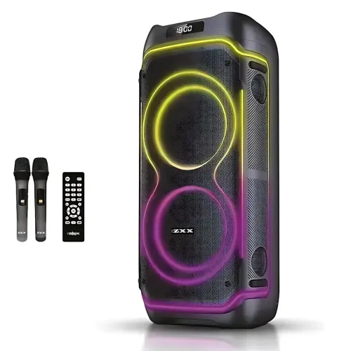 Портативная акустическая колонка ZXX-5530 80Вт, 2x8, Bluetooth, TWS, Караоке, 2 радиомикрофона, FM, LED-подсветка, 7000mAh - фото 4