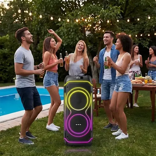 Портативная акустическая колонка ZXX-5530 80Вт, 2x8, Bluetooth, TWS, Караоке, 2 радиомикрофона, FM, LED-подсветка, 7000mAh - фото 10