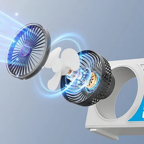 Портативний настільний вентилятор Asixxsix з 5 швидкостями, 3D-обдувом і LED-нічником, акумуляторний USB-вентилятор для дому/офісу - фото 6