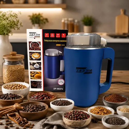 Электрическая кофемолка Zepline ZP-00371, 500 Вт, роторный измельчитель для кофе, специй и орехов, корпус из нержавеющей стали - фото 10