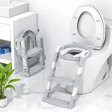 Детское сиденье на унитаз с лестницей и ручками Bestbaby BC-108,с кладная накладка-приставка на унитаз с регулировкой высоты